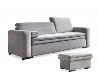 Groovy Miu Sofa Rozkładana z Pufem, Tkanina Łatwoczyszcząca