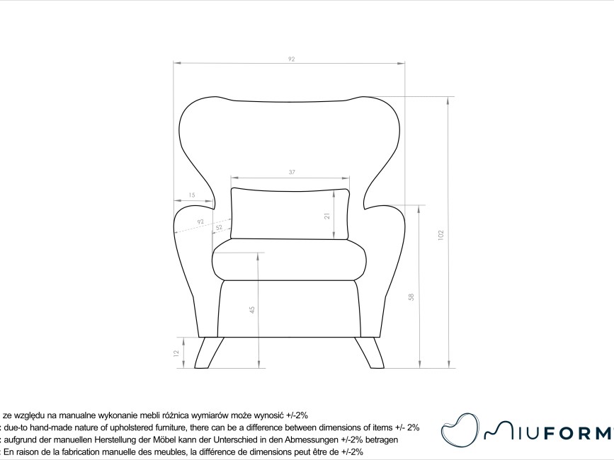 MIUF Fotel Tkanina Łatwoczyszcząca VR-04 - Outlet